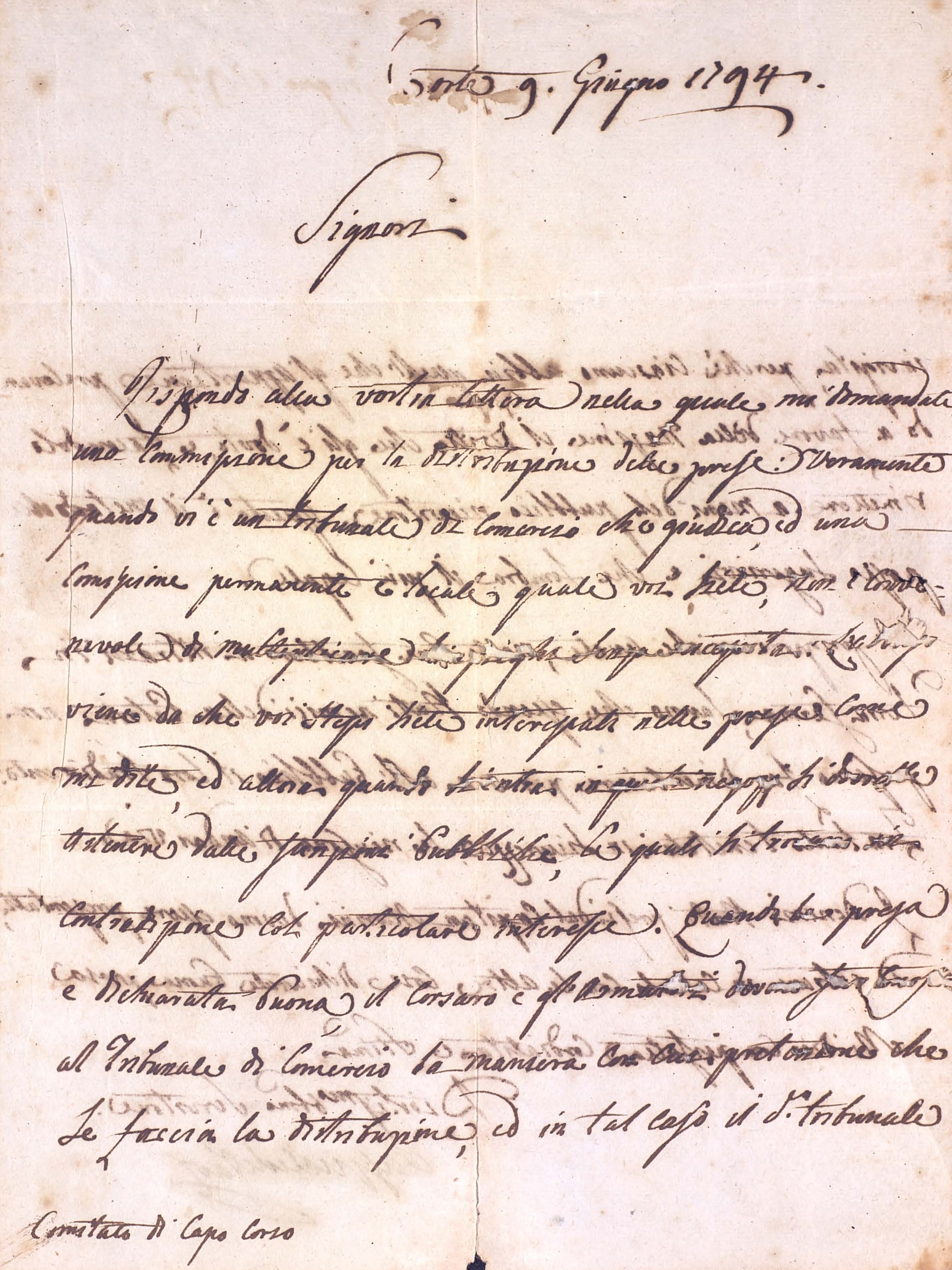 Lettre du général Paoli au comité de sûreté de Rogliano