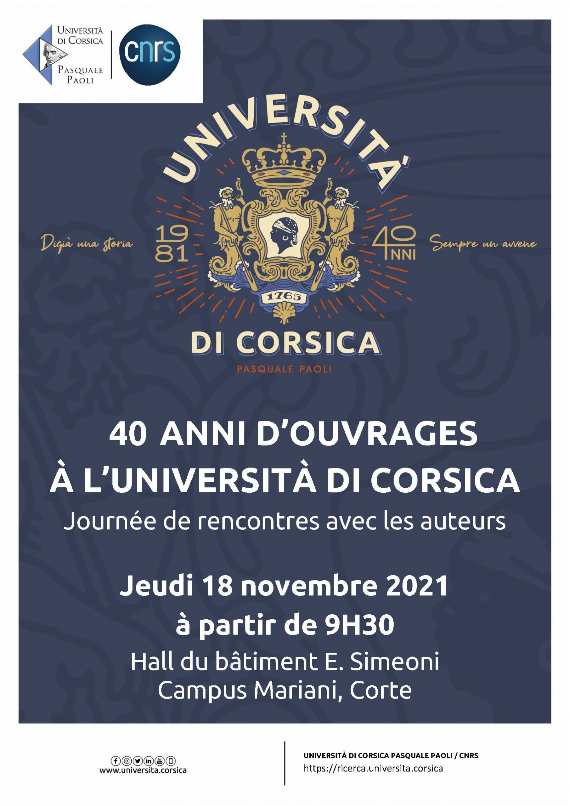 Ghjornu di scontri « 40 anni di libri scientifichi à l’Università di Corsica »