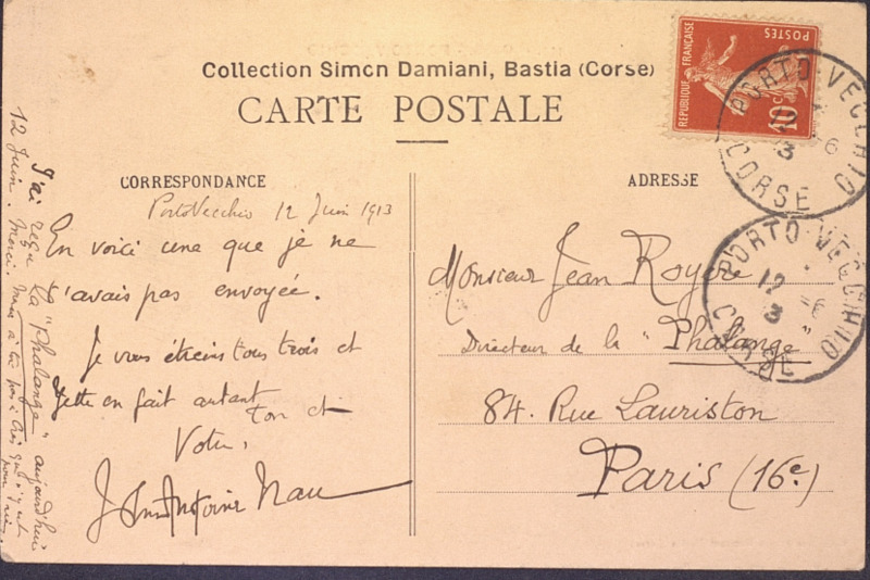 >Correspondance de John-Antoine Nau à Jean Royère (12 juin 1913)