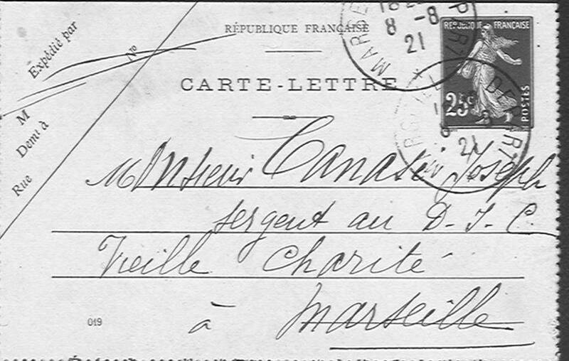 Enveloppes des correspondances de Joseph-Antoine Canasi