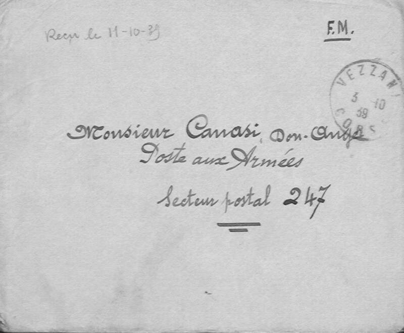 Enveloppes des correspondances de Joseph-Antoine Canasi