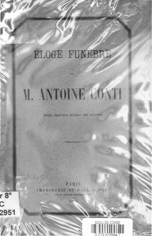 Éloge funèbre de M. Antoine Conti