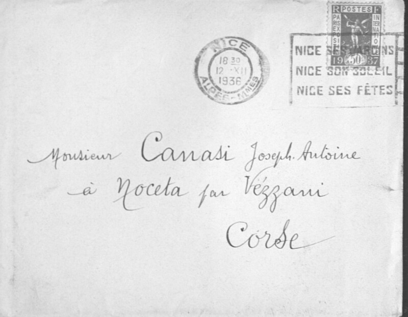 Enveloppes des correspondances de Joseph-Antoine Canasi