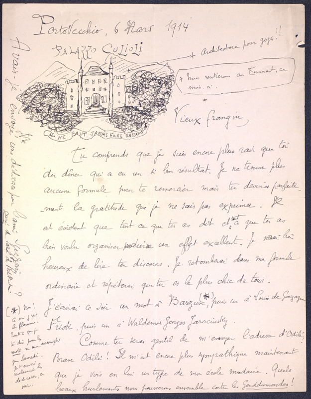 >Correspondance de John-Antoine Nau à Jean Royère (6 mars 1914)