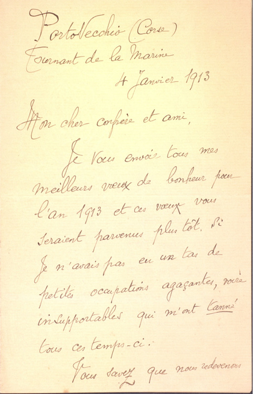 Correspondance de John-Antoine Nau à Toussaint Luca (4 janvier 1913)