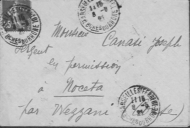 Enveloppes des correspondances de Joseph-Antoine Canasi