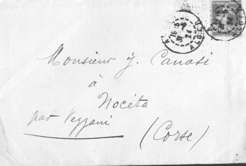 Enveloppes des correspondances de Joseph-Antoine Canasi