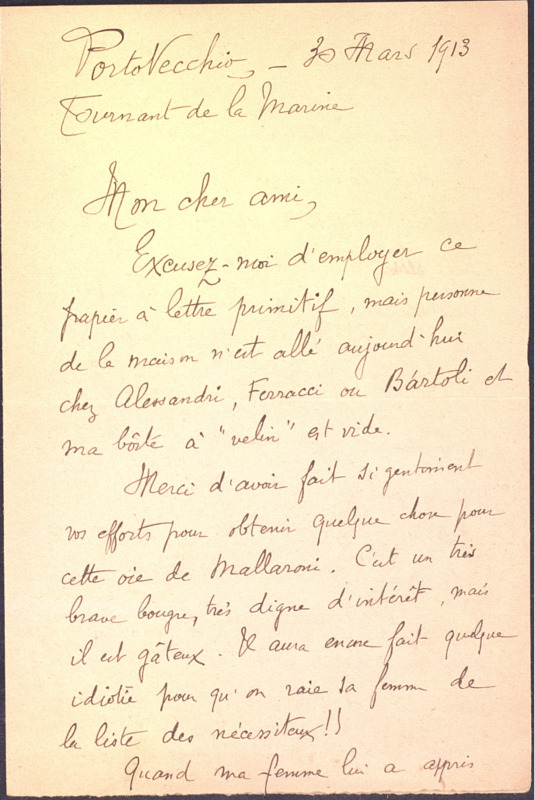Correspondance de John-Antoine Nau à Toussaint Luca (30 mars 1913)