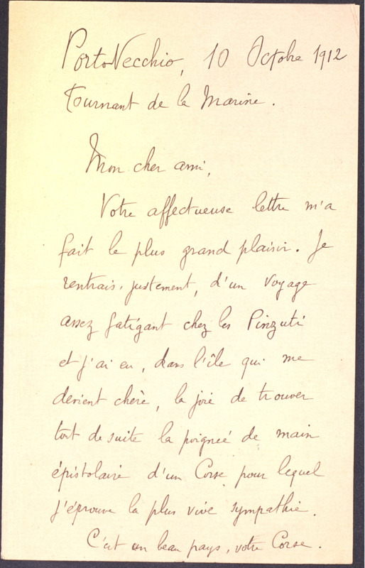 >Correspondance de John-Antoine Nau à Toussaint Luca (10 octobre 1912)