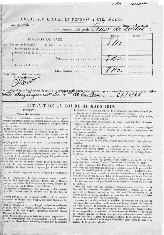 Pièces militaires et documents de pension Joseph-Antoine Canasi