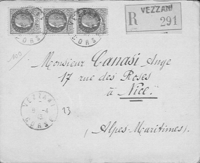 Enveloppes des correspondances de Joseph-Antoine Canasi