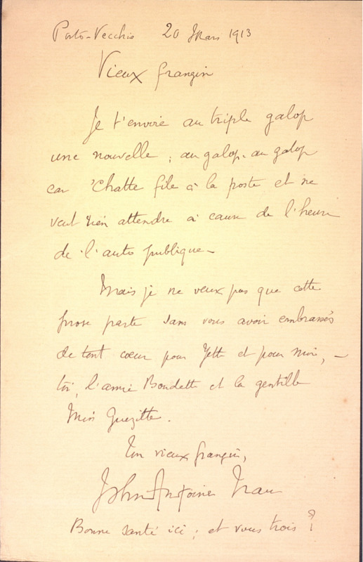 Correspondance de John-Antoine Nau à Jean Royère (20 mars 1913)