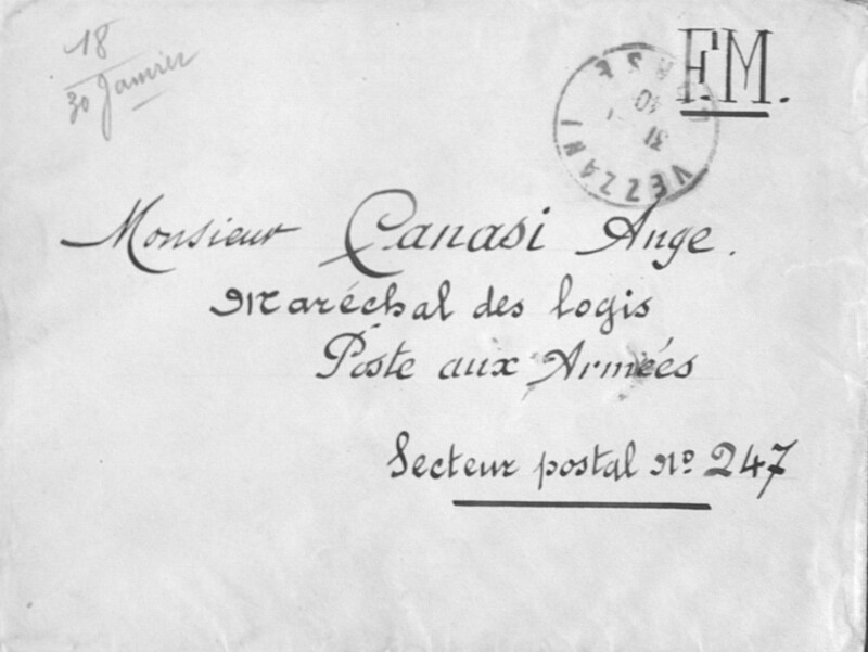 Enveloppes des correspondances de Joseph-Antoine Canasi