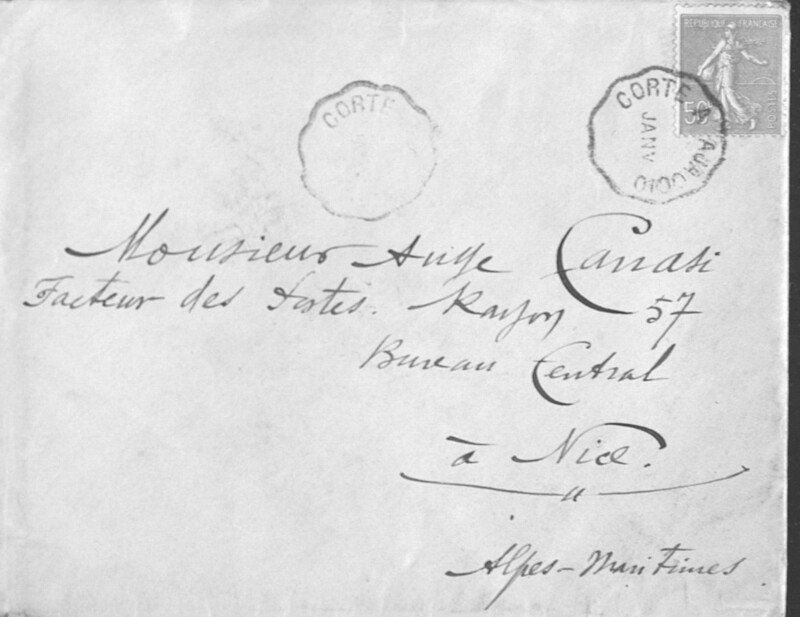 Enveloppes des correspondances de Joseph-Antoine Canasi