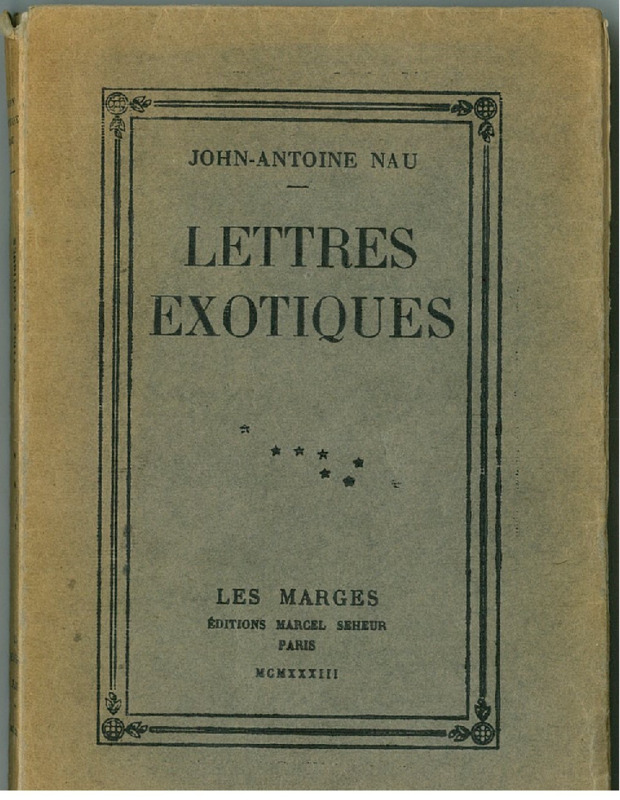 >Lettres exotiques, Les Marges, éd. Marcel Seheur, 1933