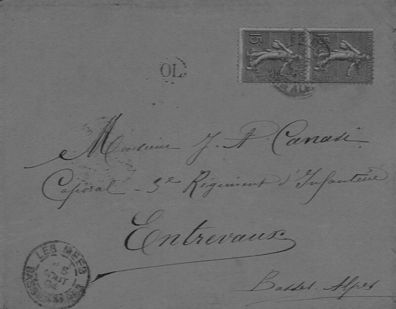 Enveloppes des correspondances de Joseph-Antoine Canasi