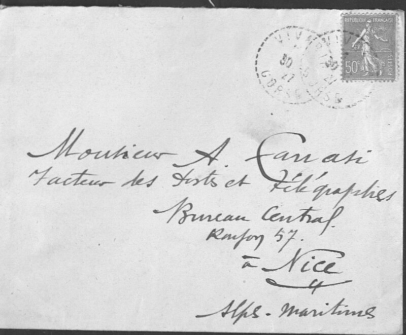 Enveloppes des correspondances de Joseph-Antoine Canasi