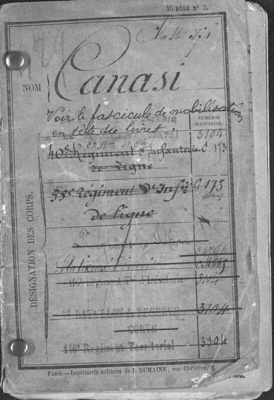 >Carnets du 173ème régiment d'infanterie (Joseph-Antoine Canasi)