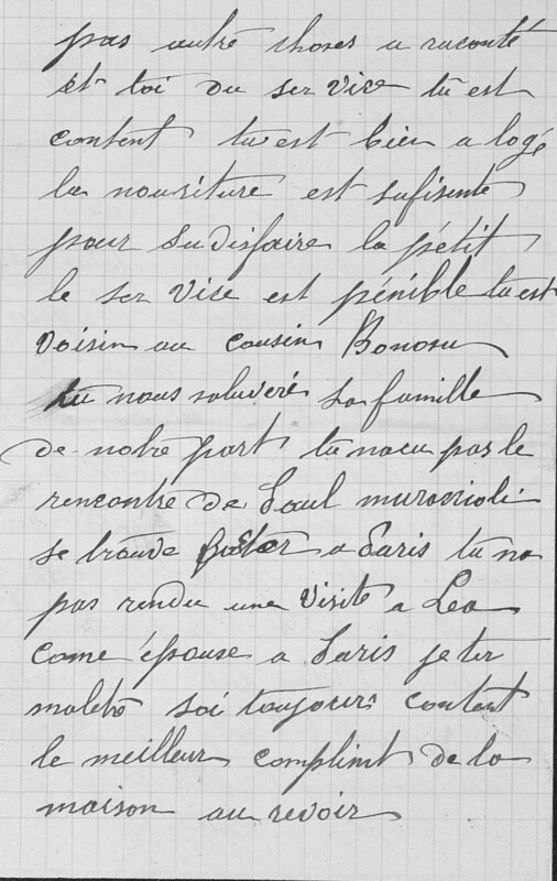 >Correspondances familiales : Léonard Canasi à son fils Joseph-Antoine