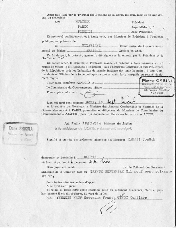 Documents d'invalidité et dossier de réforme (Joseph-Antoine Canasi)